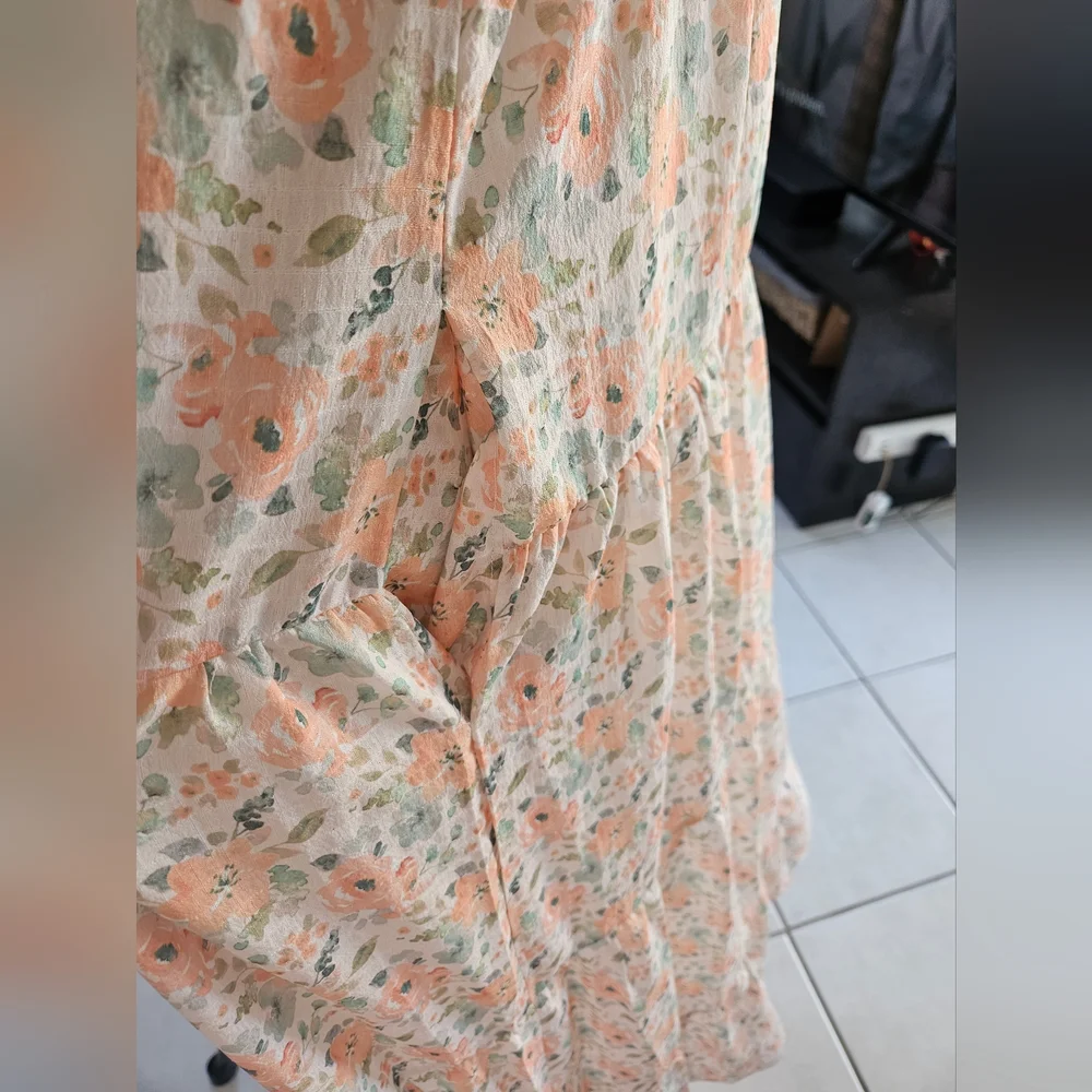 Yours Truley | Spring Maxi Dress | Size 10| POCKETS | Orange and green flowers| - Picture 5 of 6